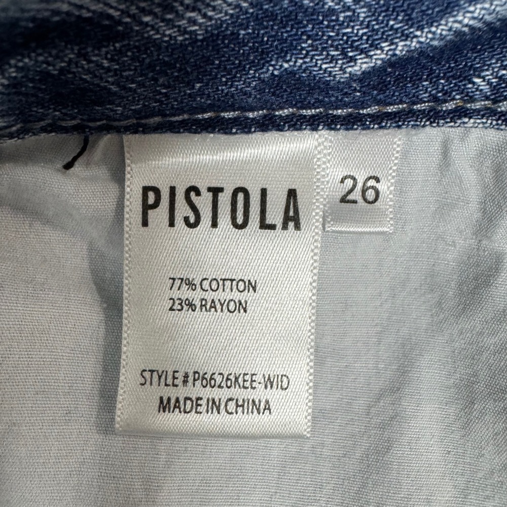 Pistola Womens High Rise Straight Leg Distressed Jeans Light Wash Blue Sz 26 - Picture 5 of 10